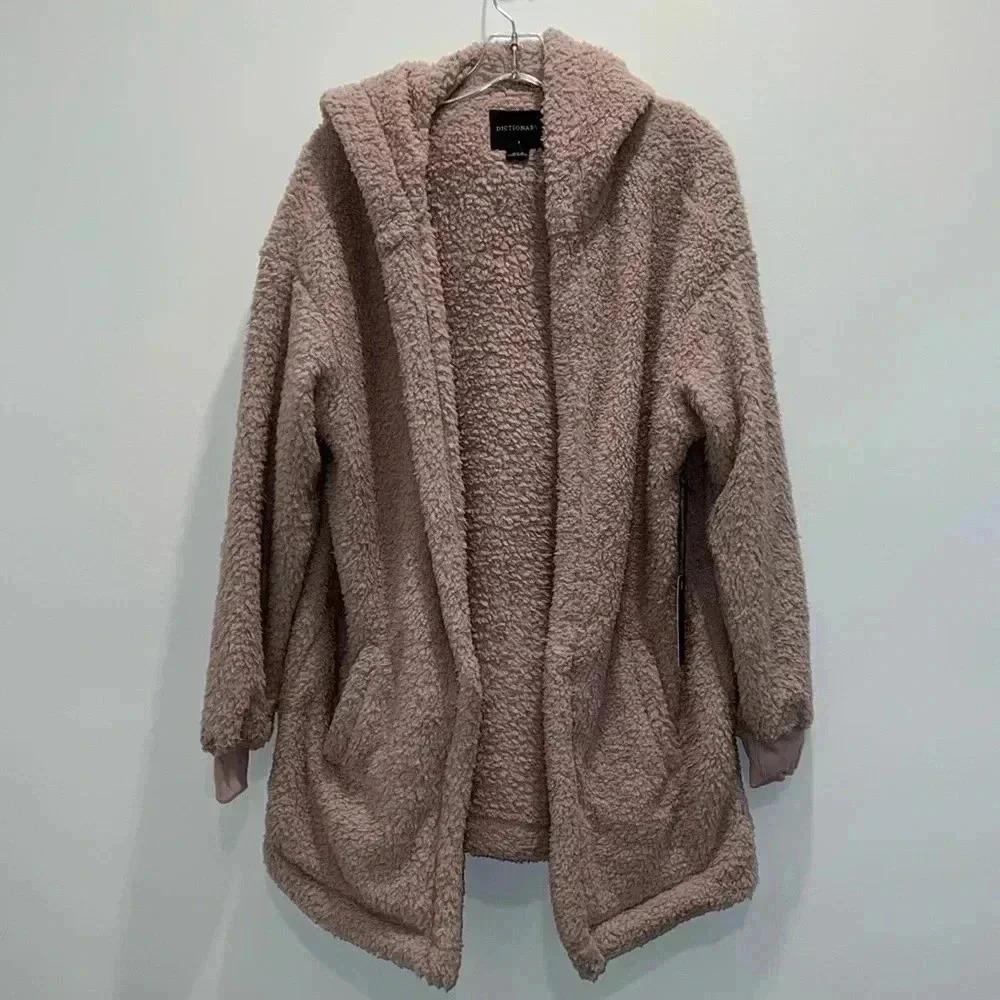 Dictionary Blush Hooded Sherpa Fleece Sweater